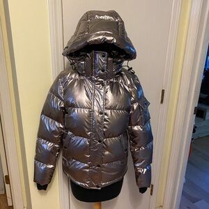 Aqua platinum down puffer jacket with removable hood xs